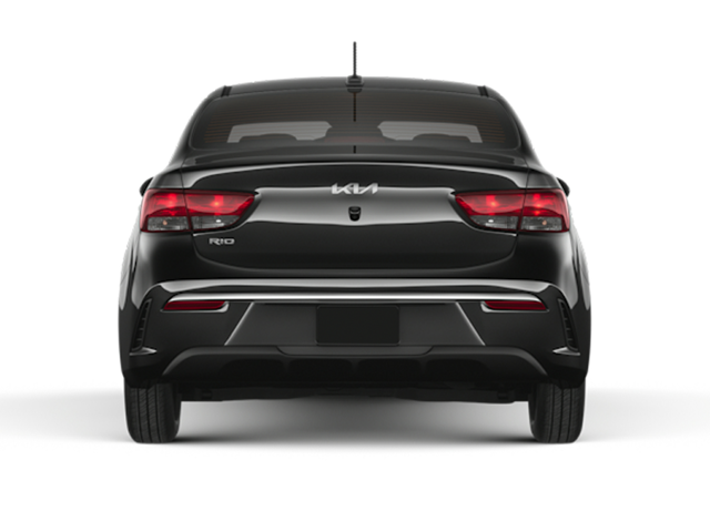 Rear view of a black 2023 Kia Rio | Kia dealer in Bentonville, AR