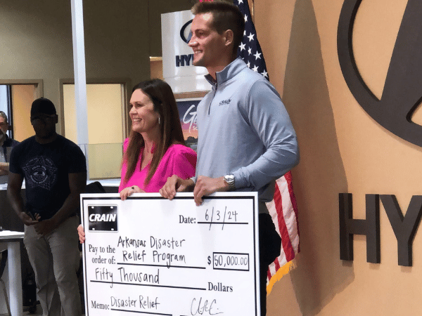 Crain Donates $50,000 to Arkansas Disaster Relief Fund at Crain Hyundai of Bentonville