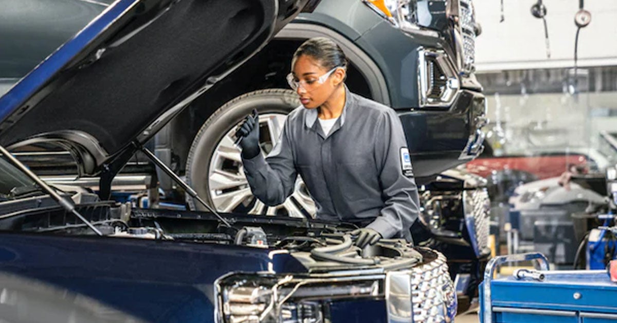 Technician working on GMC repairs