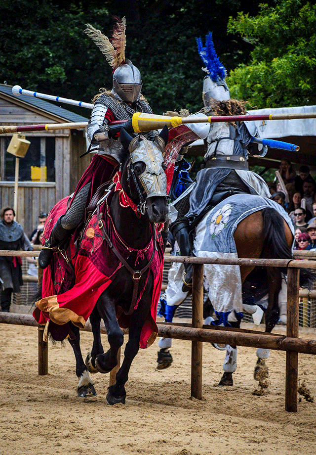 Bennett Hyundai of Lebanon is a Hyundai Dealership in Lebanon near Manheim, PA | People in Suits of Armor Riding on Horses with Decorated Armor Jousting at Renaissance Fair