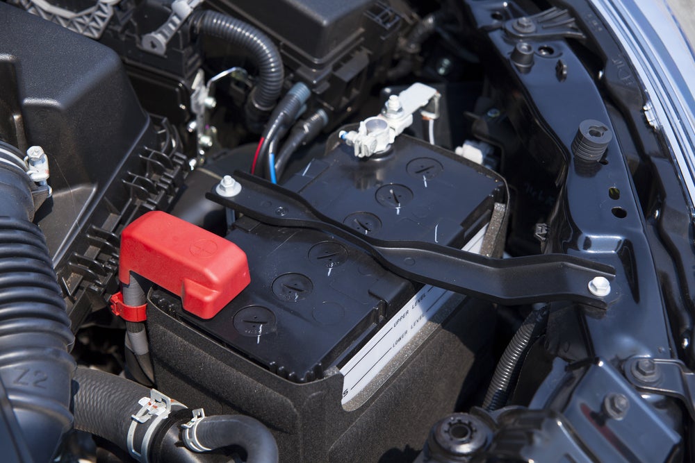 battery under hood detail