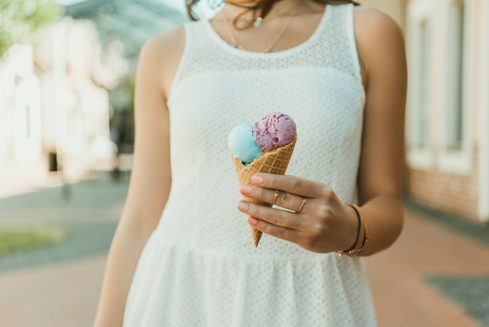 girl holding an ice cream cone