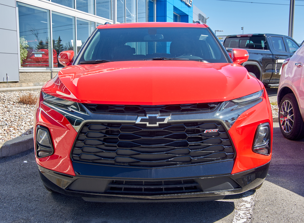 2021 red chevy blazer front rear view