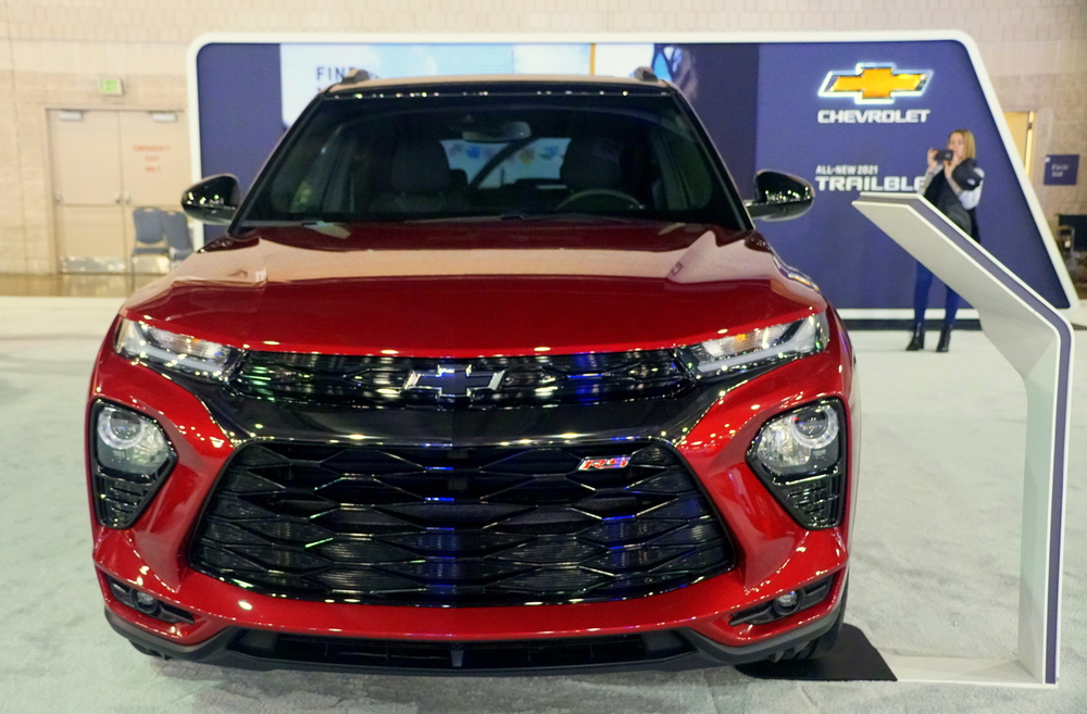 red 2021 chevy trailblazer front view