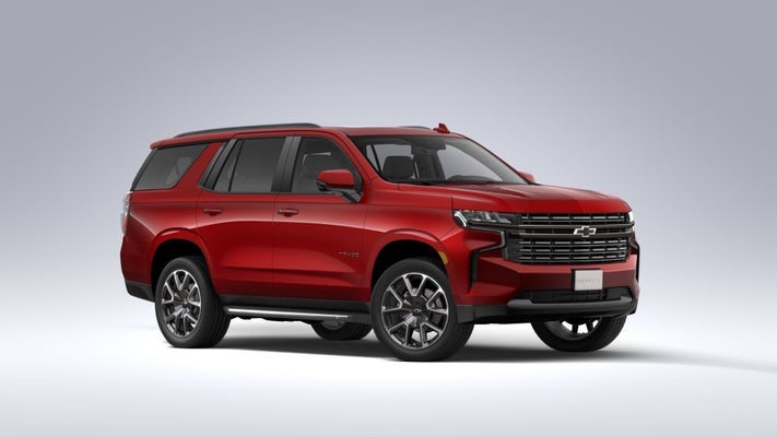 Red 2021 Chevy Tahoe right angle front view