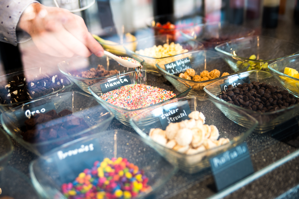 several ice cream toppings