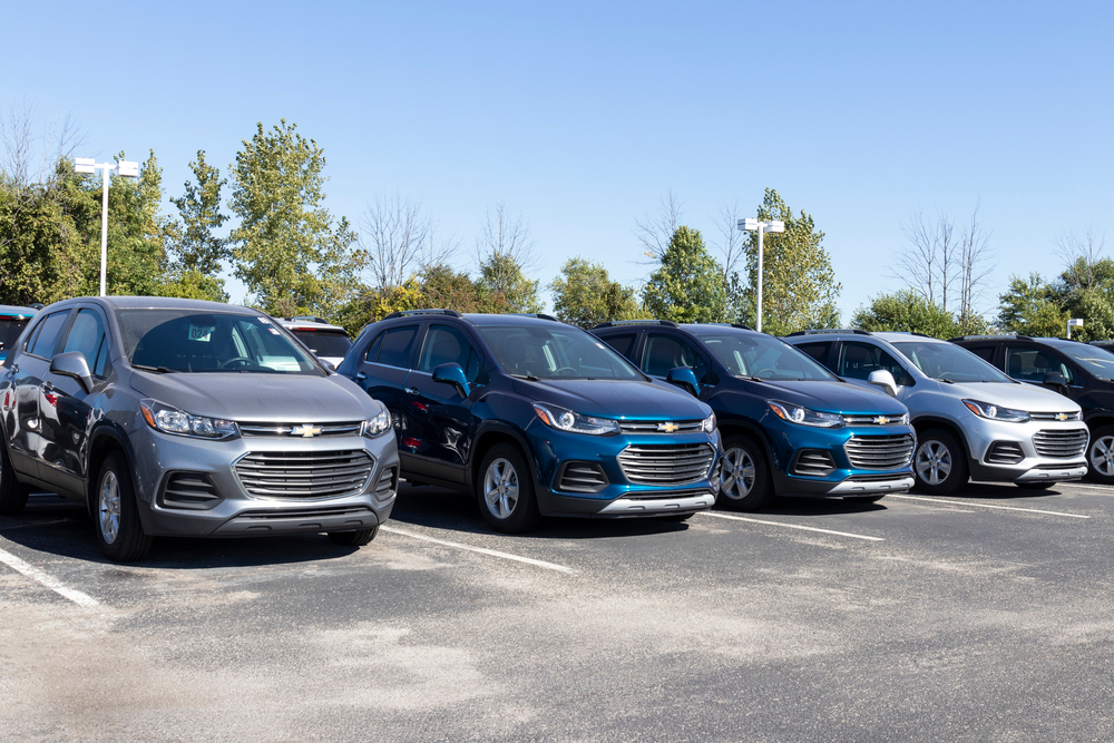 4 2020 chevy trax vehicles parked with front rear view