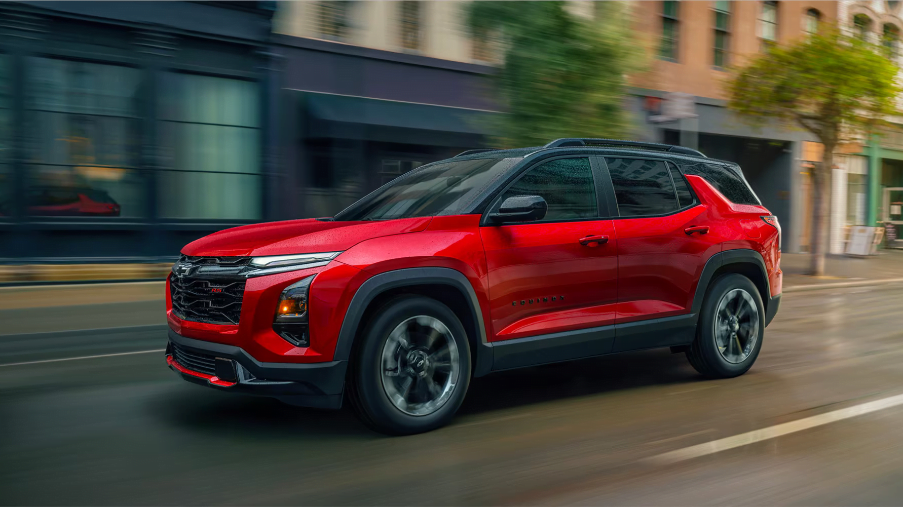 The 2026 Chevrolet Equinox driving through a city