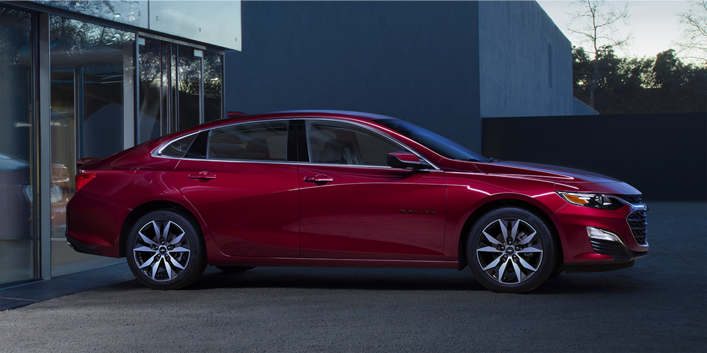 A parked Chevy fuel-efficient sedan