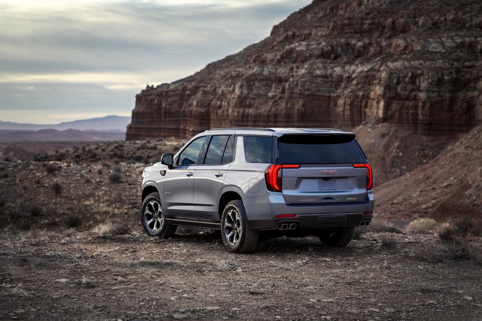 Rear 3/4 view of the 2025 GMC Yukon AT4 Ultimate.