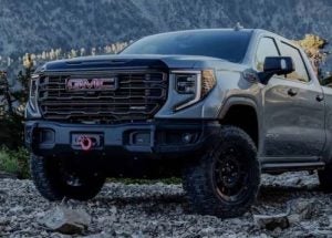 A 2023 GMC Sierra 1500 parked on stones near Parsons, Kansas.