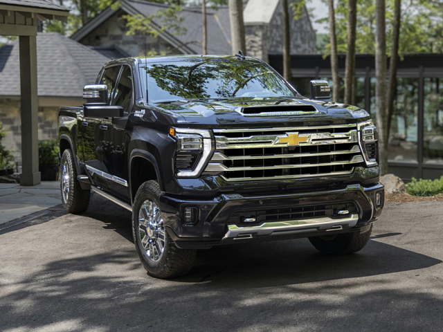 A black Chevrolet Silverado 2500 parked outside