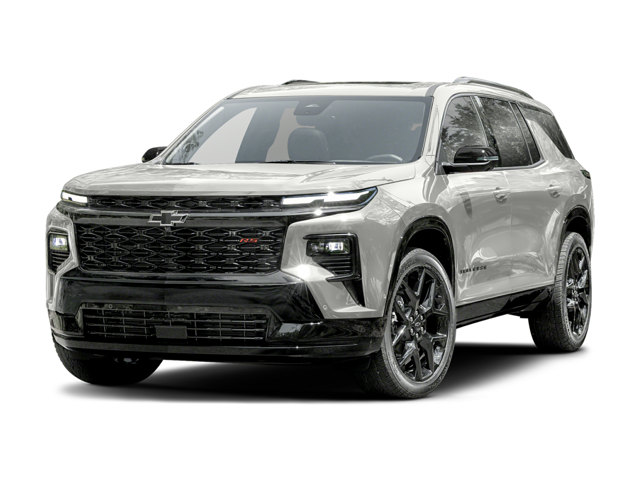 A silver Chevy SUV