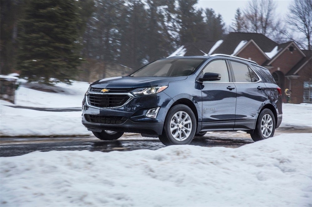 Chevy suv in a winter backdrop