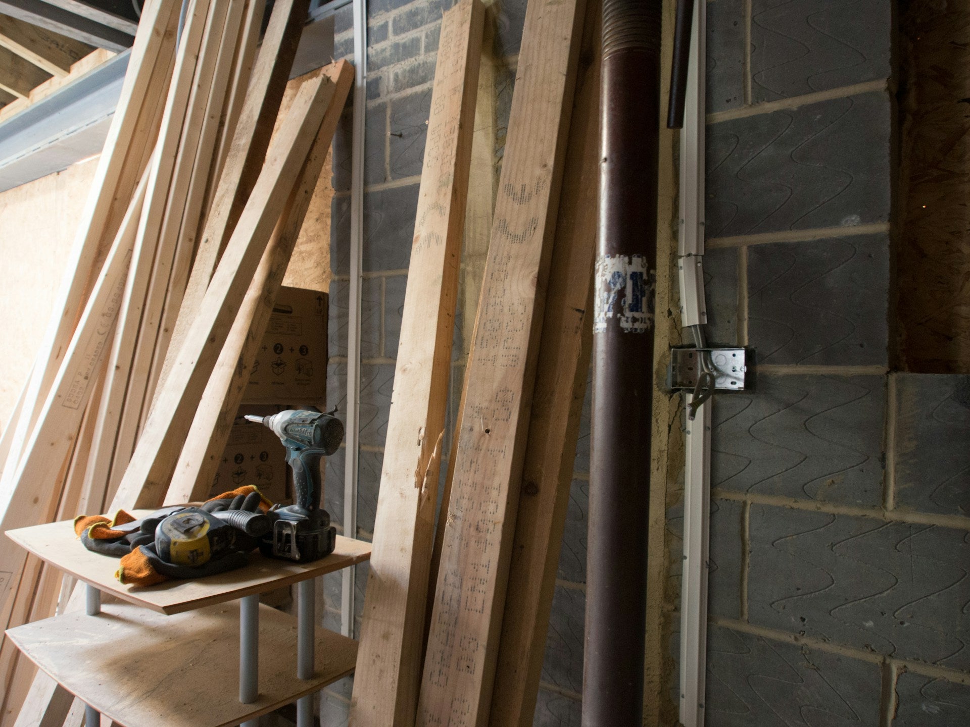 Wooden ladder during construction