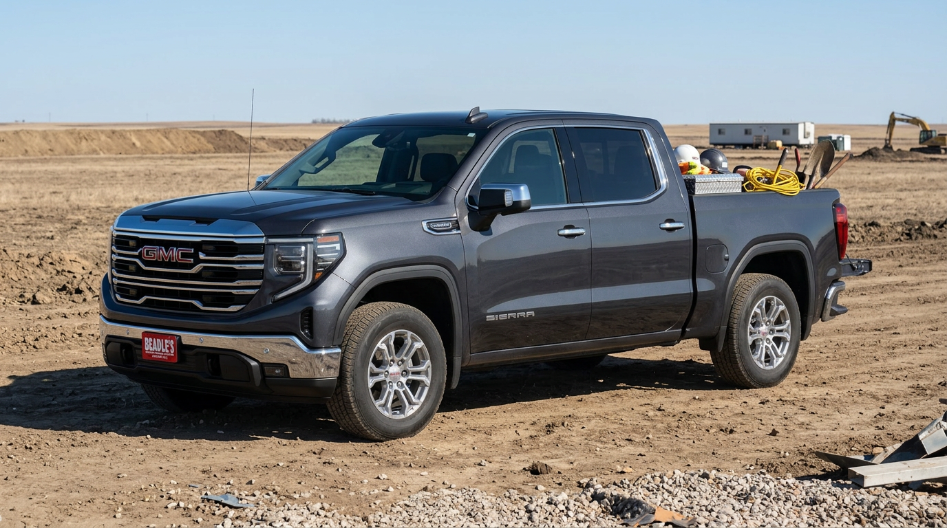 2026 GMC Sierra 1500 on a South Dakota ranch road with open plains in the background