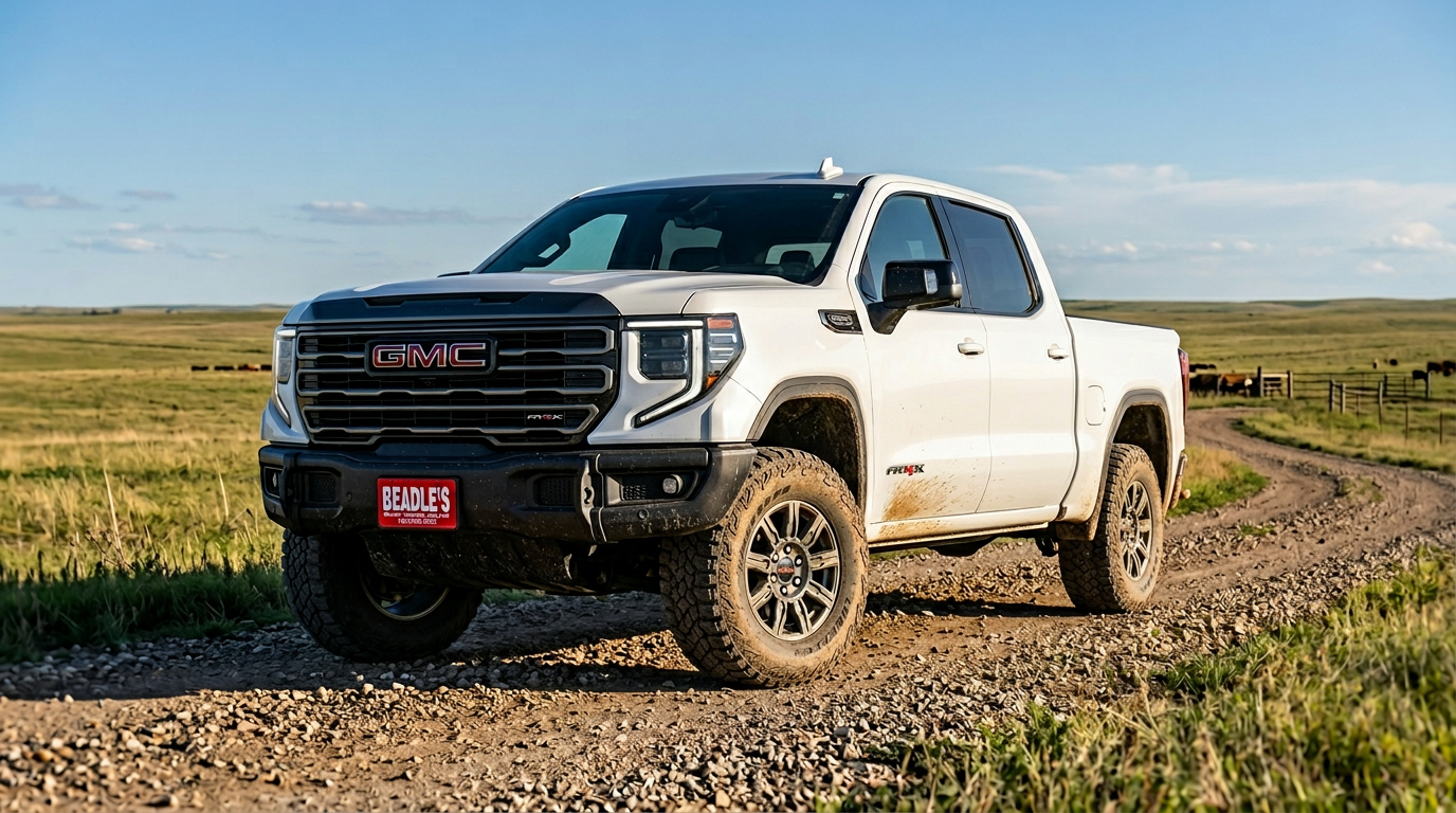 2026 GMC Sierra 1500 AT4 on South Dakota off-road terrain — Beadle Chevrolet Mobridge