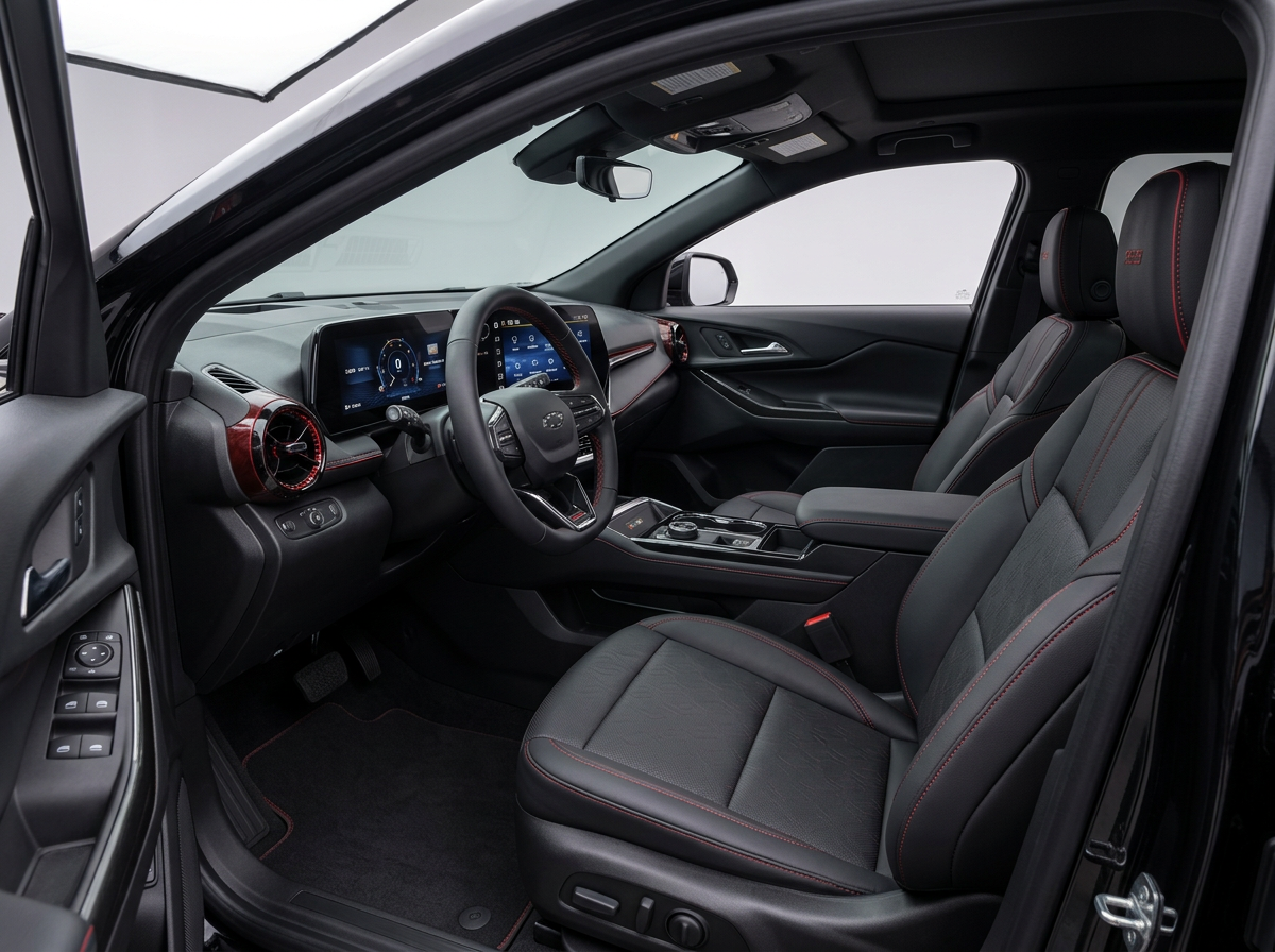 2027 Chevrolet Equinox RS interior in Black Evotex with Red accents