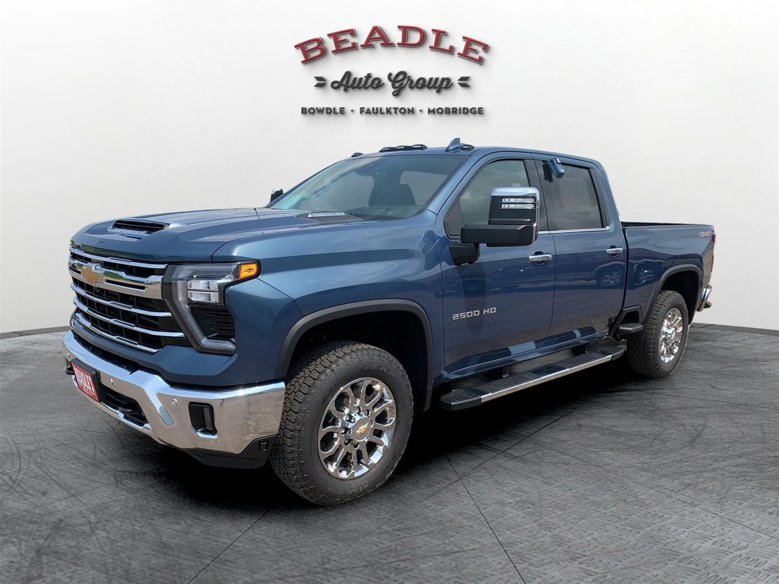 Chevrolet Silverado 2500 HD LTZ in Lakeshore Blue Metallic photographed on the lot at Beadle Chevrolet GMC in Mobridge