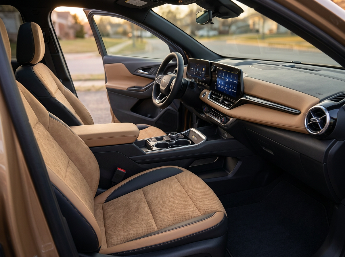 2027 Chevrolet Equinox ACTIV interior in Maple Sugar sueded microfiber