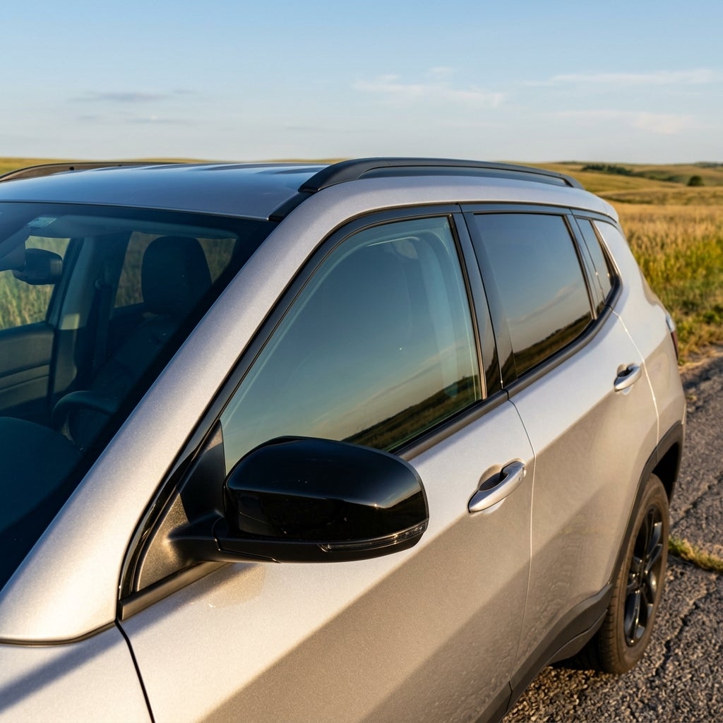 Silver SUV parked on a country road during golden hour with rolling fields in the background. (Representative image for illustration purposes only. Actual vehicle may vary based on trim and configuration.)