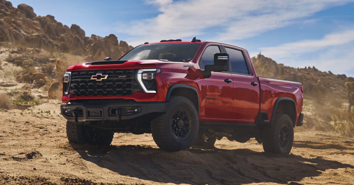 2025 Chevy Silverado HD parked on a rough terrain