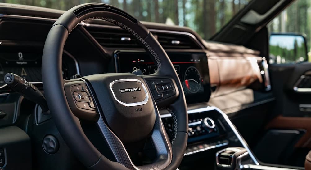 Black and brown dash in a 2026 GMC Sierra 1500 Denali.
