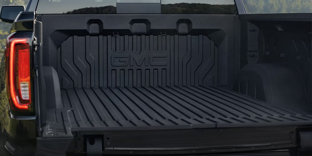Bed of a black 2026 GMC Sierra 1500 for sale near Brooklyn Park