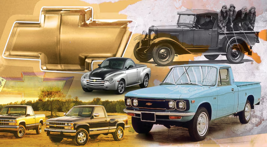 Multiple generations of Chevrolet Silverado trucks showcasing their design evolution over the years