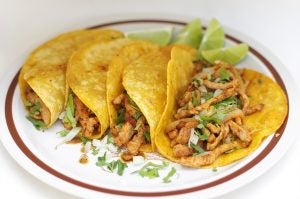 Plate of chicken tacos