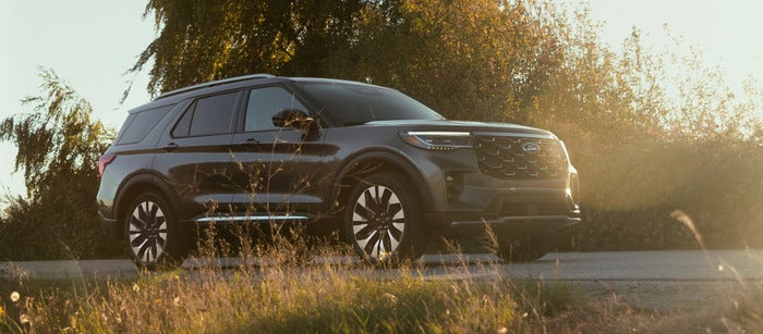 Gray Ford Explorer facing the front