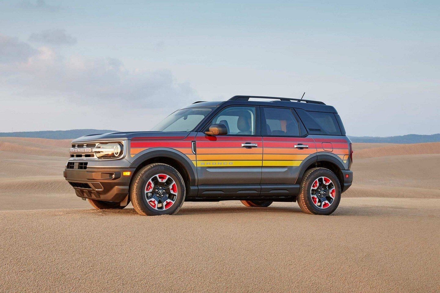 Ford Bronco Sport parked in the sand