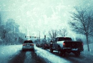driving on icy road