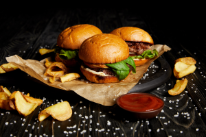 tray of burgers
