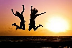 2 people jumping