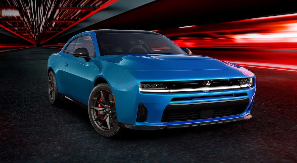 A blue 2025 Dodge Charger Sixpack for sale at a local Dodge dealer.
