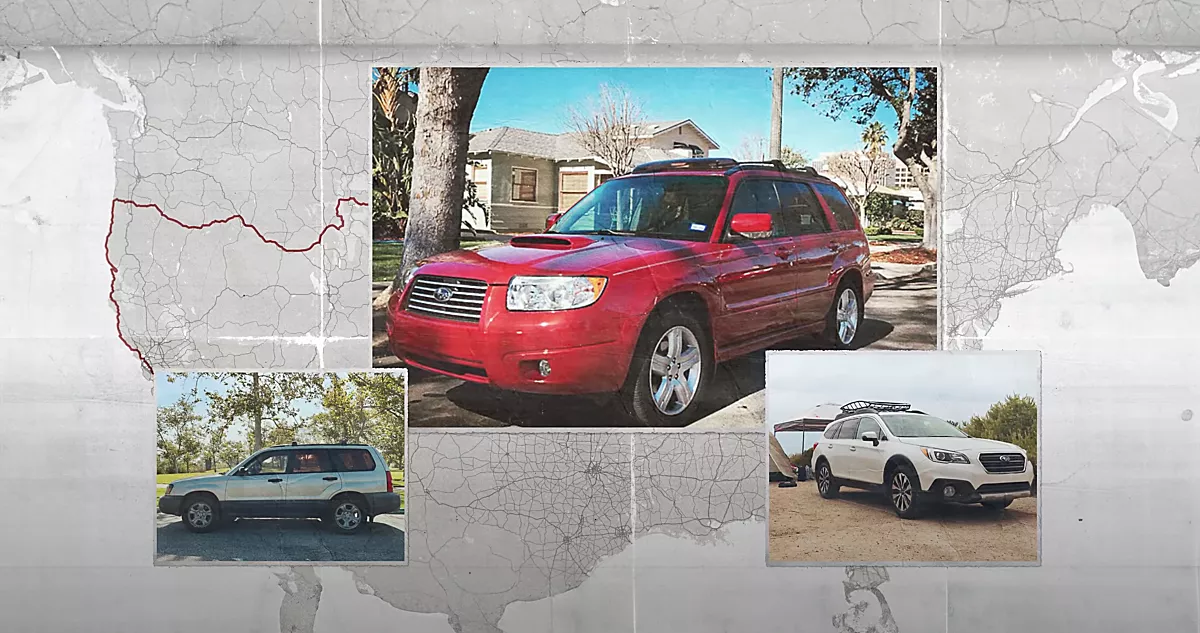 3 Subarus on map