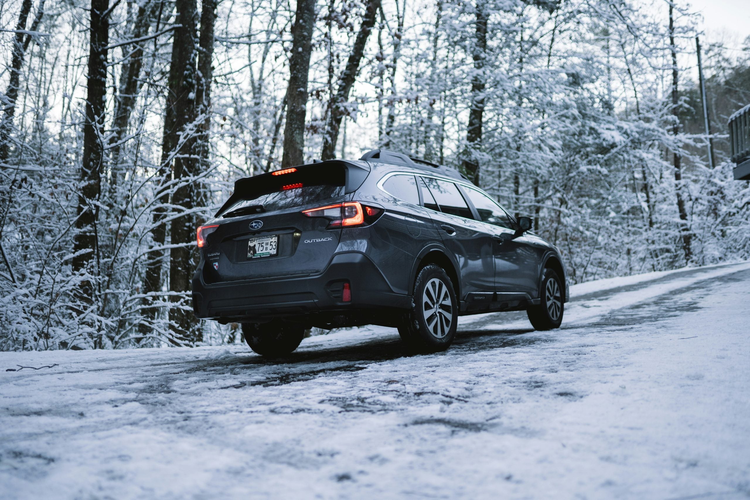 Subaru Outback on a snowy trail