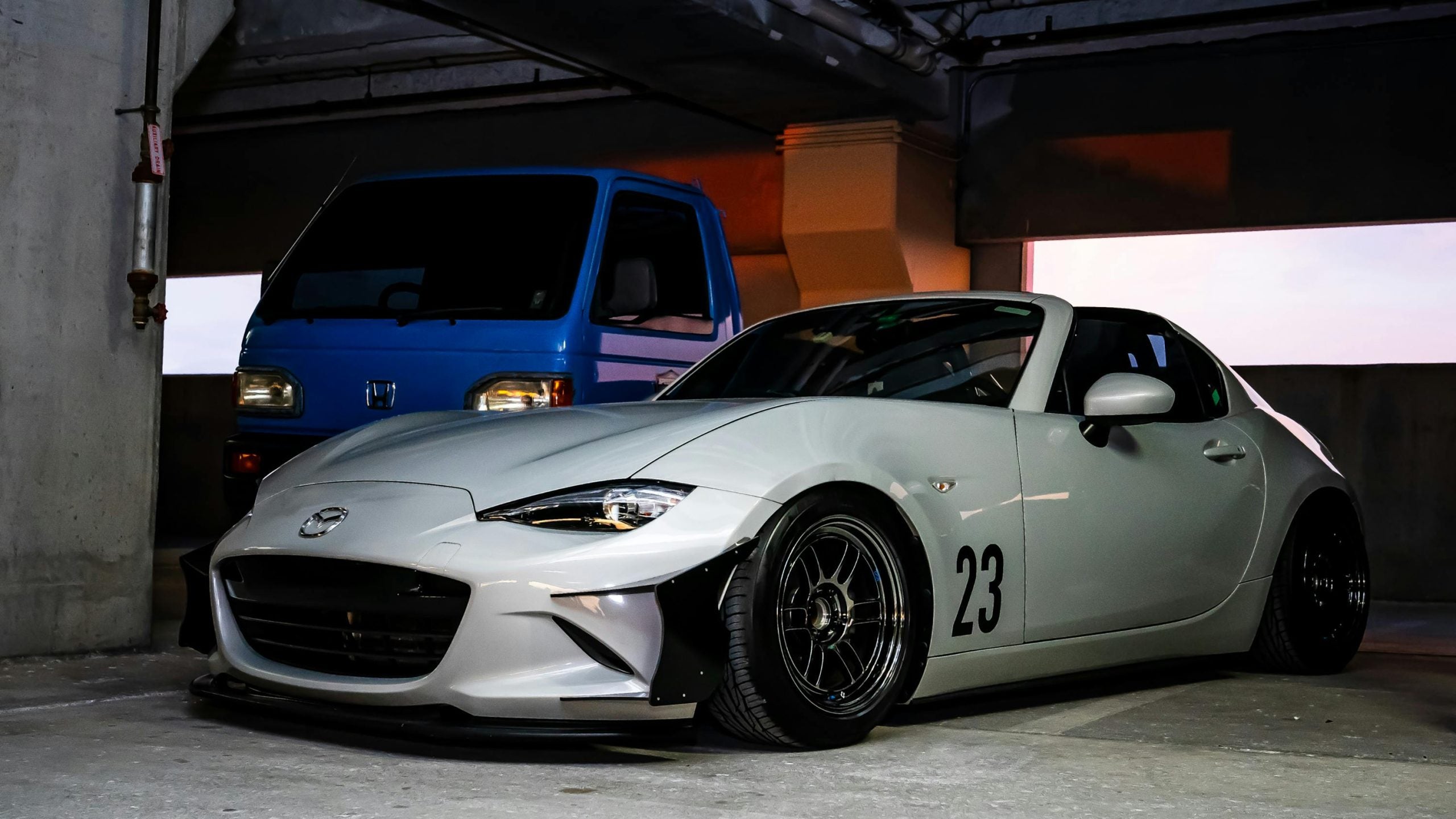 Racing Car in a Garage
