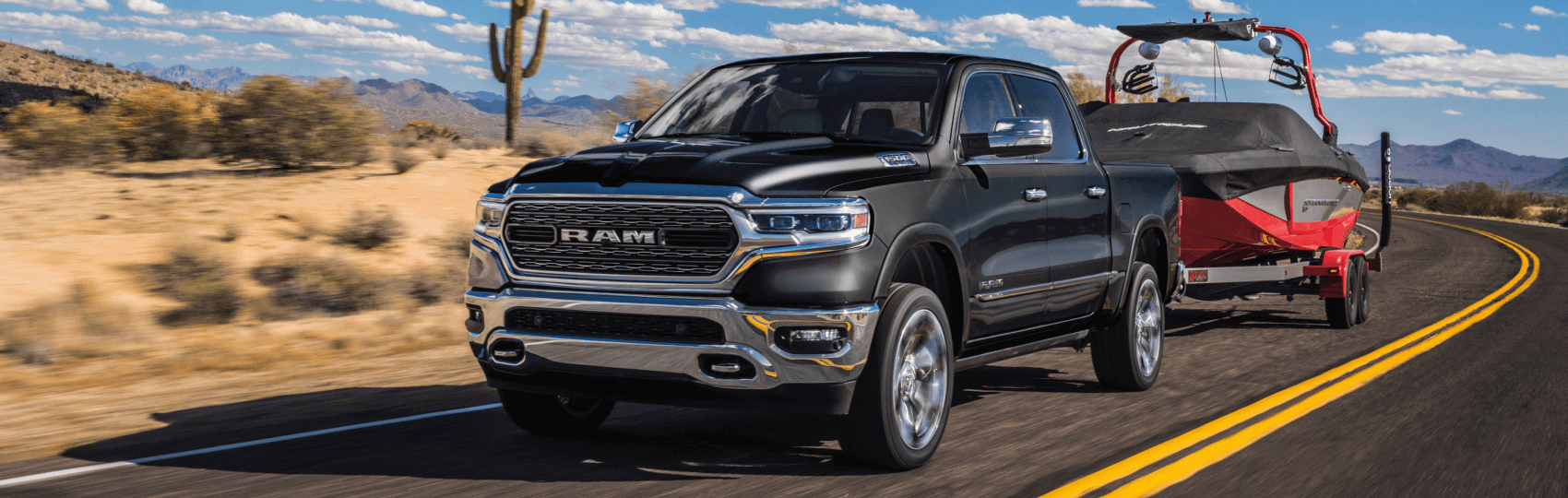 2021 Ram 1500 Gray Towing Boat