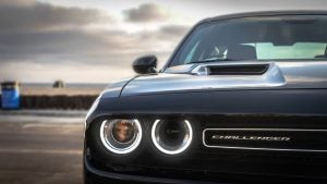 Close up photo of a Dodge Challenger near Anderson, Indiana