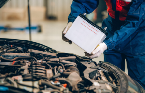 A car battery being replaced near Indianapolis, Indiana