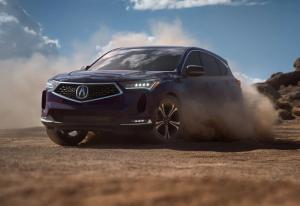 A 2023 Acura RDX driving offroad near Indianapolis, Indiana
