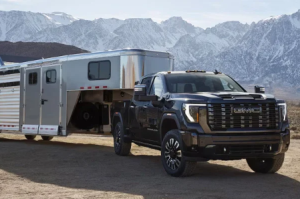 2024 GMC Sierra 3500 HD towing a trailer near Carmel, IN