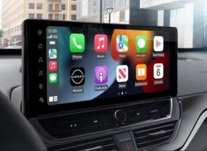 The interior of a 2024 Nissan Altima, parked on a city road near Indianapolis, Indiana