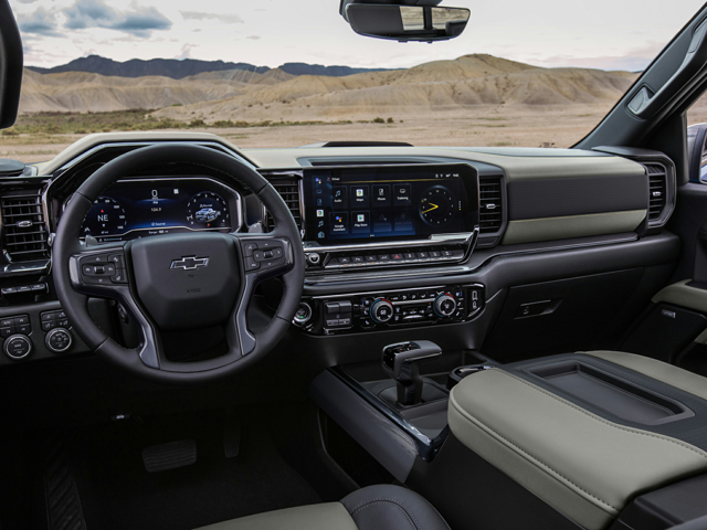 The front seat of a Chevy Silverado