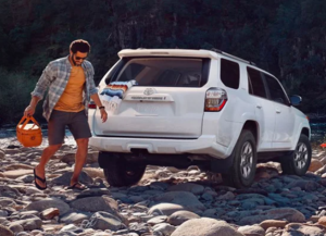 A 2024 Toyota 4Runner parked on a rocky shore near Noblesville, Indiana