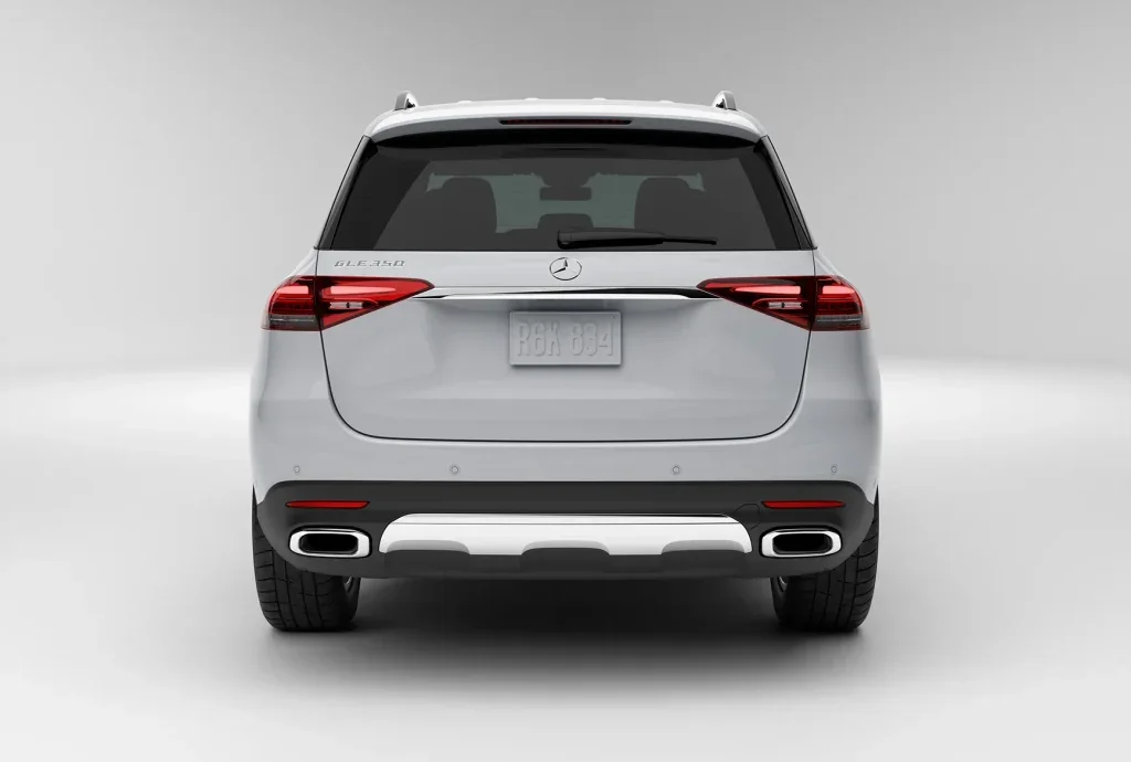 Rear view of the 2027 Mercedes-Benz GLE luxury SUV with LED taillights and Mercedes-Benz badging.