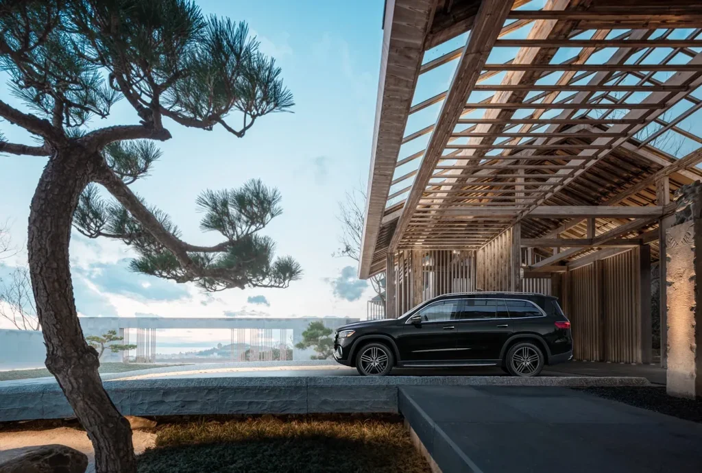 2026 Mercedes-Benz GLC parked at a modern home, highlighting the refined design that attracts GLC buyers