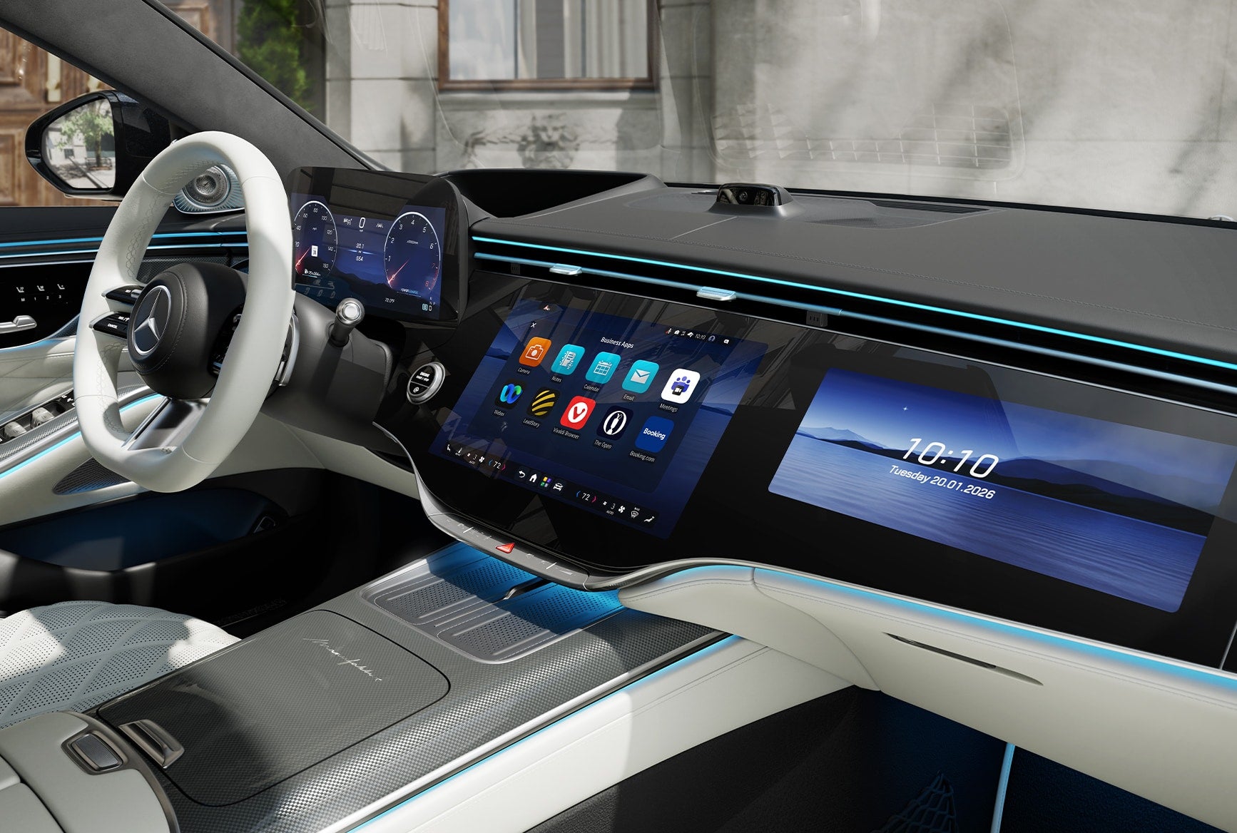 Digital dashboard and infotainment system in the 2027 Mercedes-Benz S-Class.